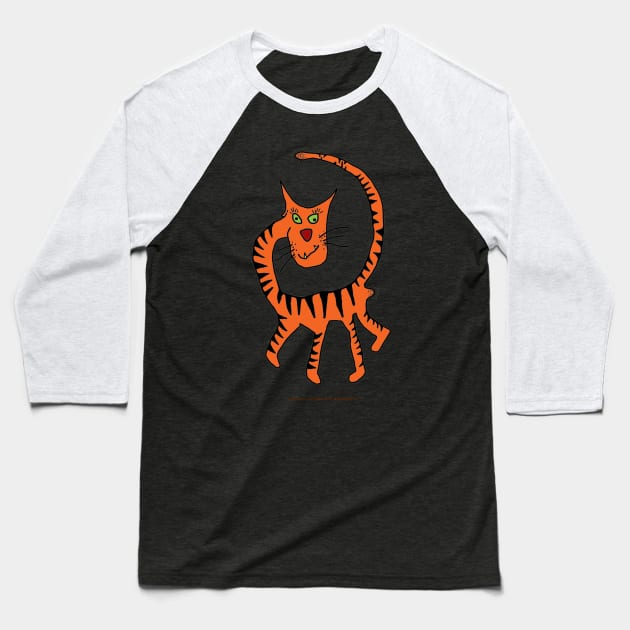 Crazy Cat Baseball T-Shirt by spiralsaint